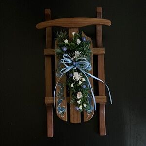 Decorative Wooden Sled with Floral Accents Rosemaling